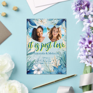 Faire-part de mariage arc-en-ciel et tropical