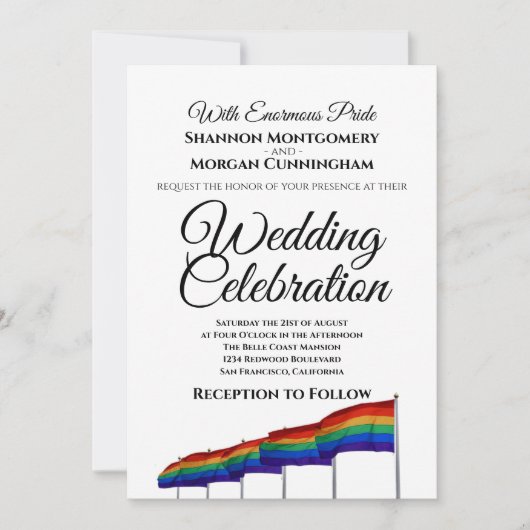 Faire-part de mariage arc-en-ciel gay pride - Text (Devant)