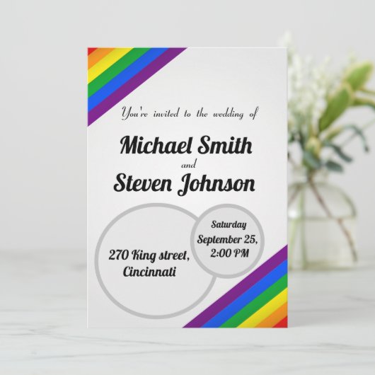 FAIRE-PART DE MARIAGE arc-en-ciel LGBT (Debout devant)