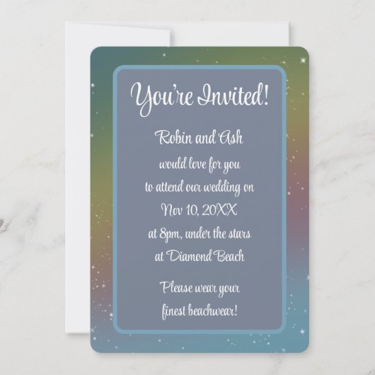 Faire-part de mariage arc-en-ciel muet galactique (Devant)