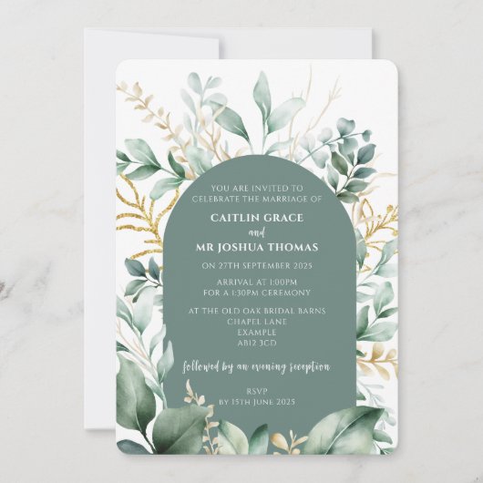 Faire-part de mariage Arc Floral Sage (Devant)