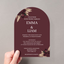 Faire-part de mariage Arch avec rose burgundy luna