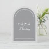 Faire-part de mariage arch minimaliste gris et gri (Debout devant)