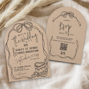 Faire-Part de Mariage Arch Rustique Kraft Dessiné