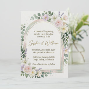 Faire-part de mariage Arche de jardin à l'aquarell