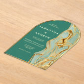 Faire-part de mariage Arche en Agate Vert Or (Poser)