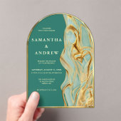 Faire-part de mariage Arche en Agate Vert Or (In situ (ordinateur de poche))