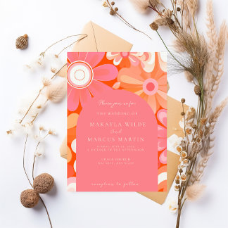 Faire-part de mariage Arche rose gras rétro