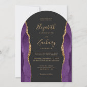 Faire-part de mariage Arche Sombre Agate Or Violet (Devant)