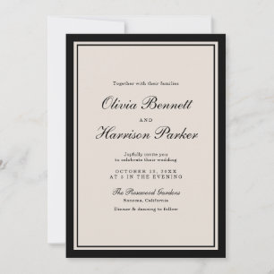 Faire-part de mariage argent ancien noir classique