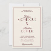 Faire-part de mariage argent discret initial cadre (Devant)