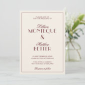 Faire-part de mariage argent discret initial cadre (Debout devant)