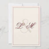 Faire-part de mariage argent discret initial cadre (Dos)