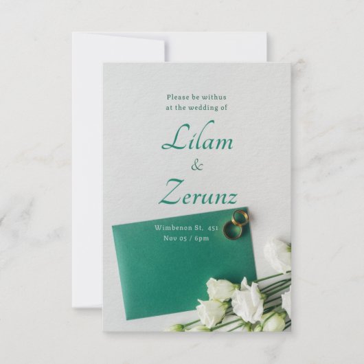 Faire-part de mariage argent en papier ultra épais (Devant)