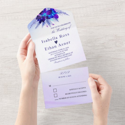 Faire-part de mariage argent et violet (Déchirure)