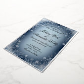 Faire-part de mariage argent flocon de neige bleu  (Rotation)