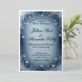 Faire-part de mariage argent flocon de neige bleu  (Debout devant)