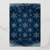 Faire-part de mariage argent flocon de neige bleu  (Verso)