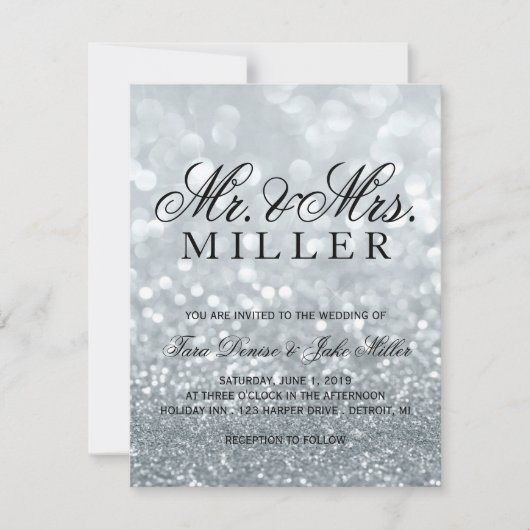 Faire-part de mariage - Argent Glit Fab (Devant)