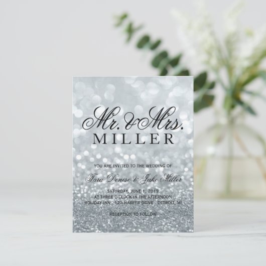 Faire-part de mariage - Argent Glit Fab (Debout devant)