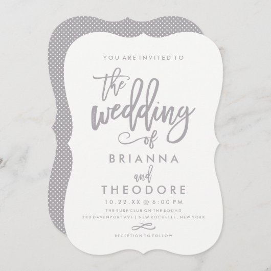 Faire-part de mariage argenté à main chic (Devant / Derrière)