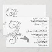 Faire-part de mariage argenté de colibri (Devant / Derrière)