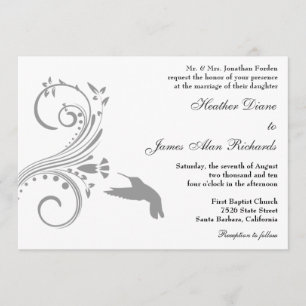 Faire-part de mariage argenté de colibri