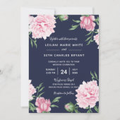 Faire-part de mariage Arrière - plan rose Floral N (Devant)