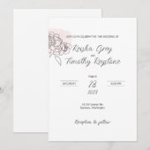 Faire-part de mariage Art de la ligne de lavage ro (Devant / Derrière)