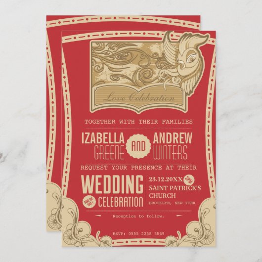 Faire-part de mariage Art déco (Devant / Derrière)