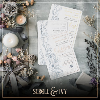 Faire-part de mariage Art Déco à fleurs sauvages b