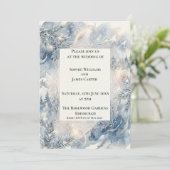 Faire-part de mariage Art Déco Blue Pearl (Debout devant)