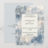 Faire-part de mariage Art Déco Blue Pearl (Devant / Derrière)