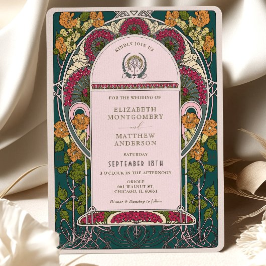 Faire-part de mariage Art déco de la forêt enchant