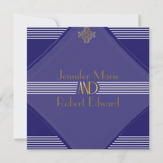 Faire-part de mariage Art déco de Navy (Devant)