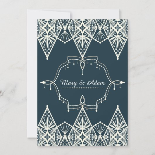 Faire-part de mariage Art déco dentelé (Devant)
