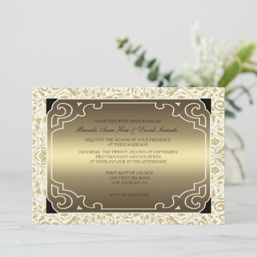 Faire-part de mariage Art déco des années 1920 en  (Debout devant)