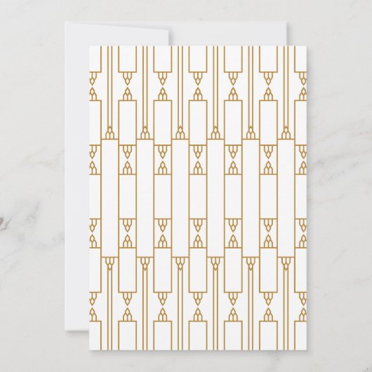 Faire-part de mariage Art déco en or et blanc (Dos)