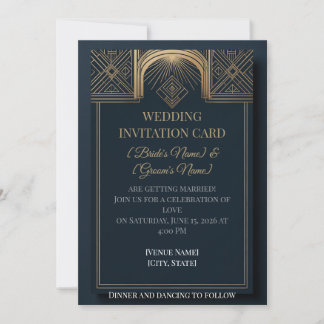 Faire-part de mariage Art déco | Gatsby or et mari