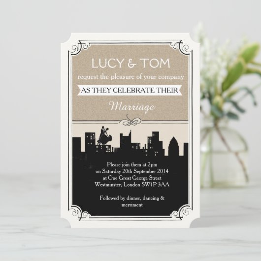 Faire-part de mariage Art déco "L'amour dans la vi (Debout devant)