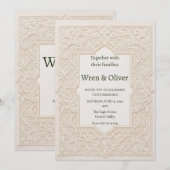 Faire-part de mariage Art Déco neutre (Devant / Derrière)