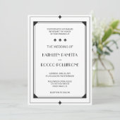Faire-part de mariage Art déco noir blanc (Debout devant)
