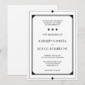Faire-part de mariage Art déco noir blanc (Devant / Derrière)