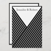 Faire-part de mariage Art déco noir et blanc (Devant / Derrière)