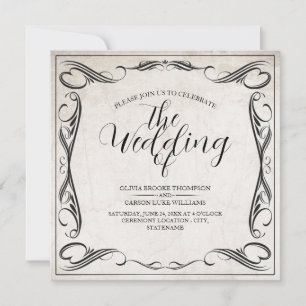 Faire-part de mariage Art Déco noir vintage