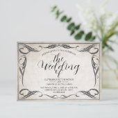 Faire-part de mariage Art Déco noir vintage (Debout devant)
