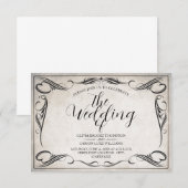 Faire-part de mariage Art Déco noir vintage (Devant / Derrière)