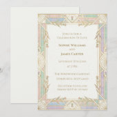 Faire-part de mariage Art Déco pastel (Devant / Derrière)