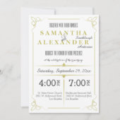 Faire-part de mariage Art déco vert d'olive frais (Devant)