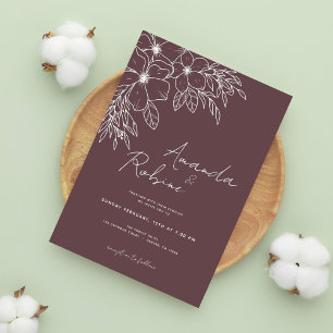 Faire-part de mariage Art en ligne floral Coin min